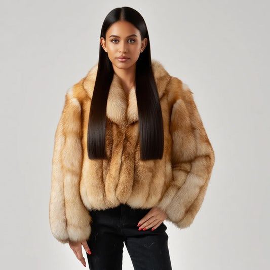 000 - Echter Fuchspelz-Mantel für Damen – Warm & Elegant