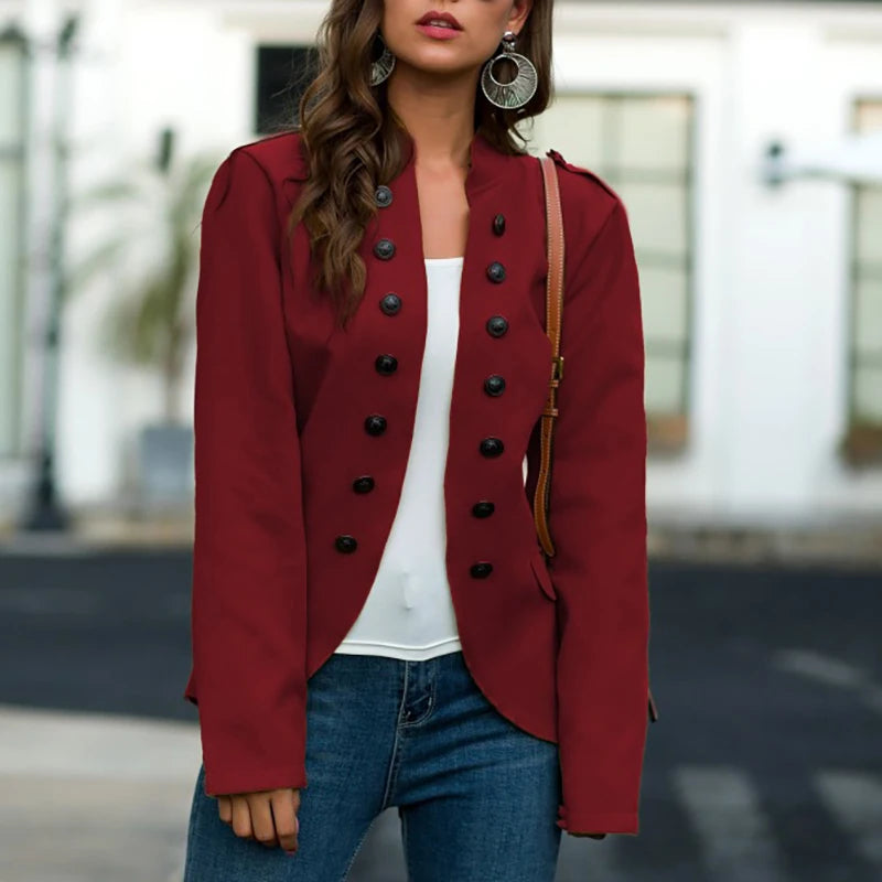 051 - Stehkragen-Mantel Damen – Elegant & Minimalistisch