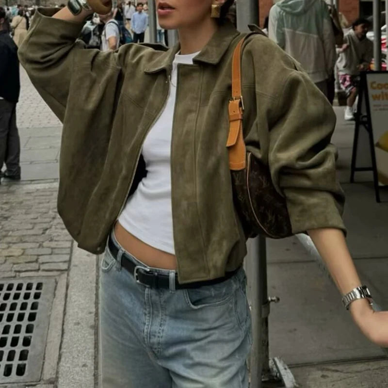 121 - Suede Bomberjacke Damen