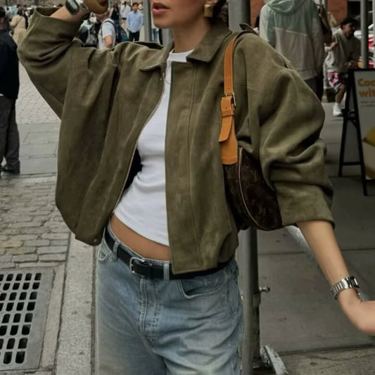 121 - Suede Bomberjacke Damen