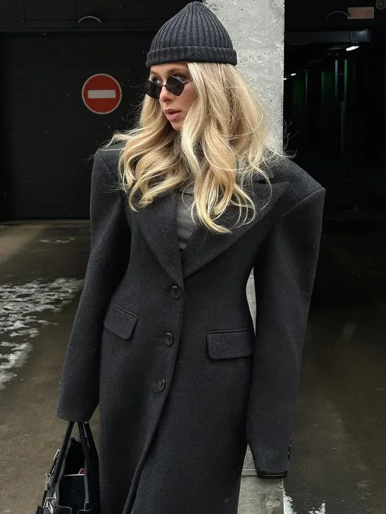 008 - Lange Wildlederjacke Damen – Modern & Elegant