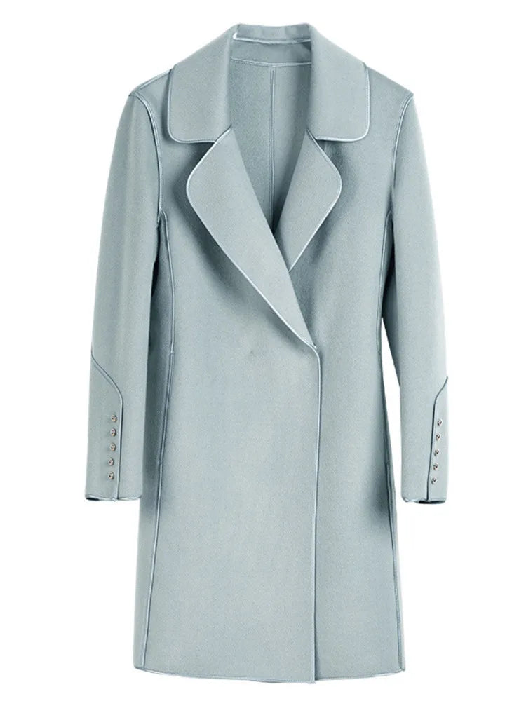 149 - Damen Wollmantel Mid-Length mit Gürtel