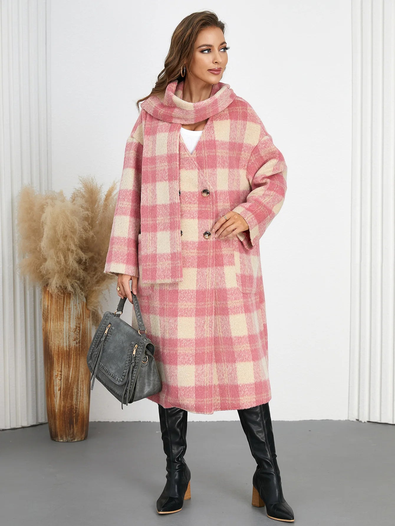 038 - Karomantel Damen – Mid-Länge & Elegant