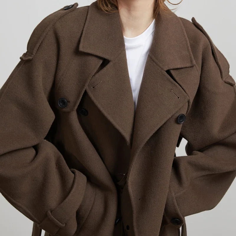 103 - Damen Zweireiher Mantel mit Revers