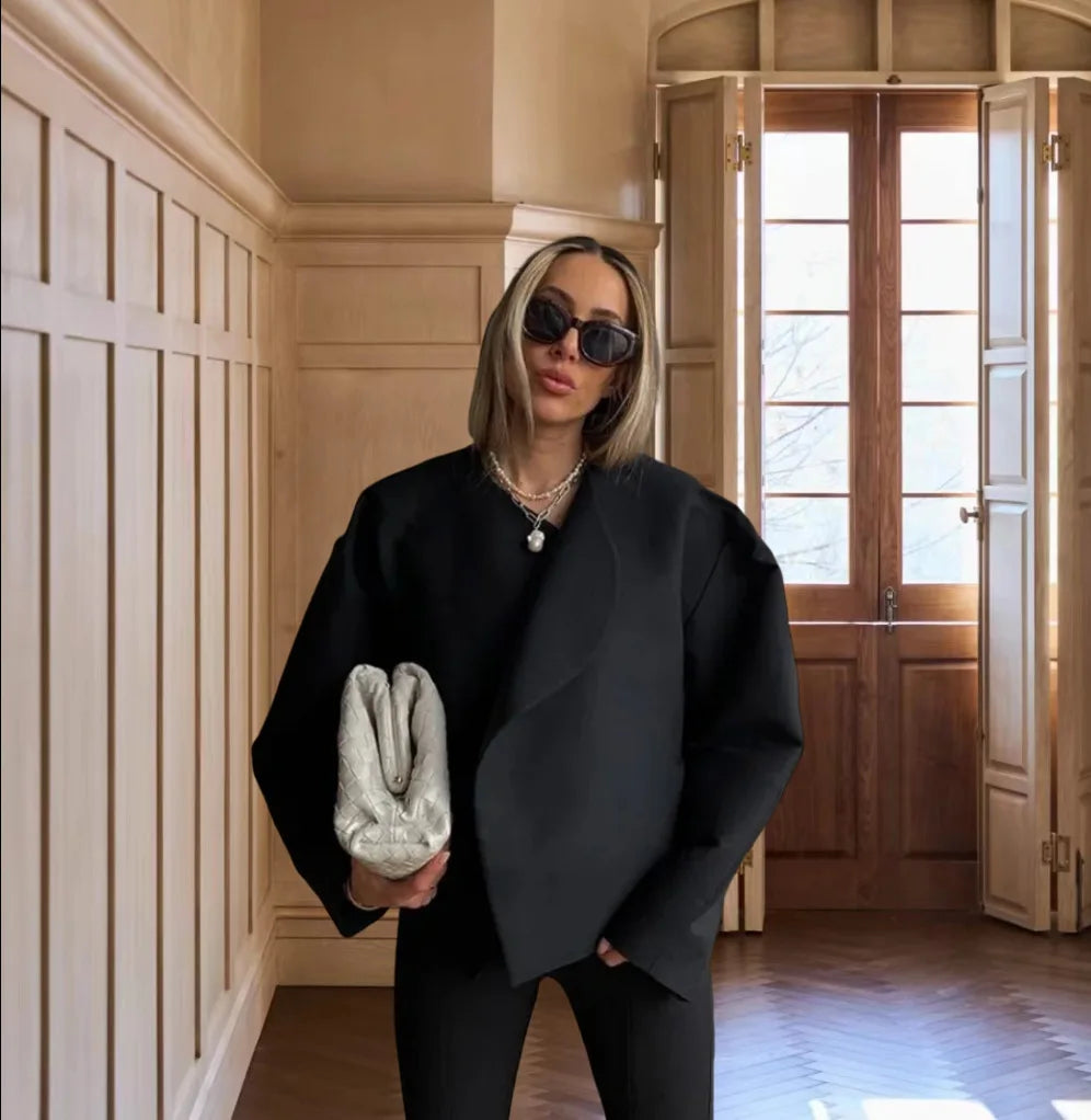 132 - Damen Kurzer Wollmantel Wendbar