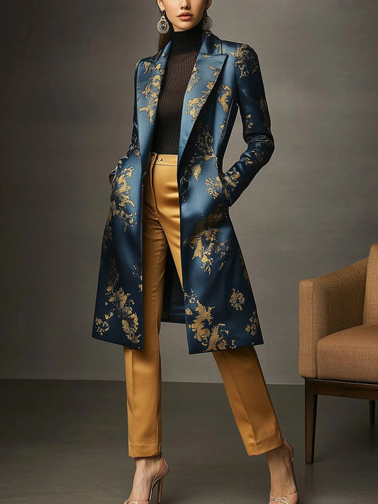 014 - Satin-Trenchcoat Damen – Elegant & Extralang