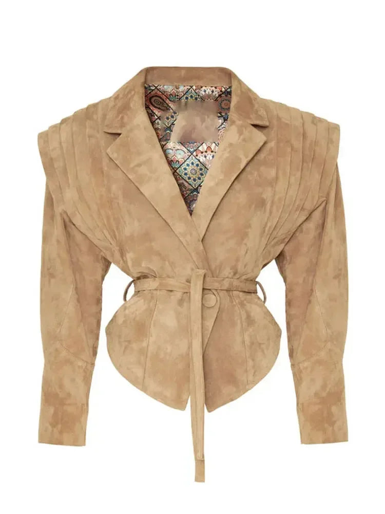 133 - Damen Taillenmantel mit Gürtel – Elegant