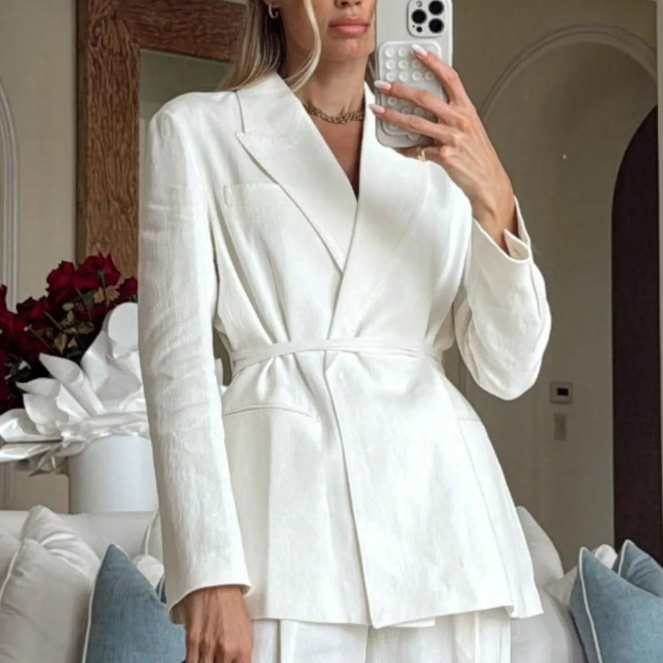 112 - Damen Blazer Mit Spitze-Up & Reverskragen