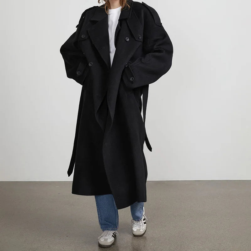 103 - Damen Zweireiher Mantel mit Revers