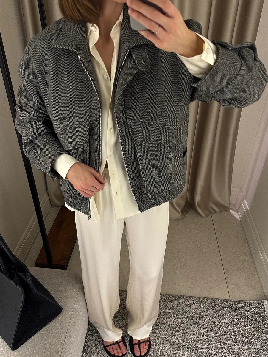 062 - Patchwork-Zip-Jacke Damen – Urban & Modern