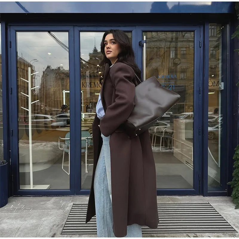 008 - Lange Wildlederjacke Damen – Modern & Elegant