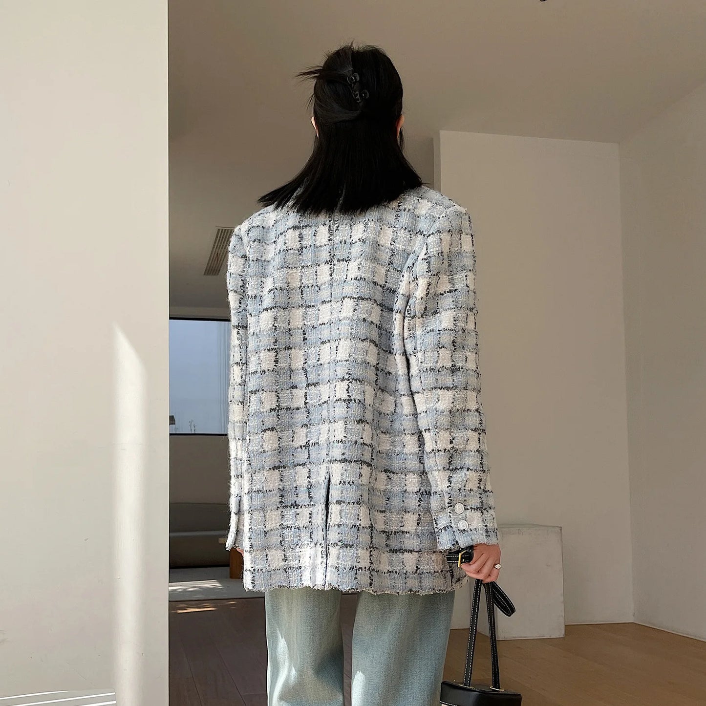 021 - Tweedmantel Damen – Kariert & Elegant