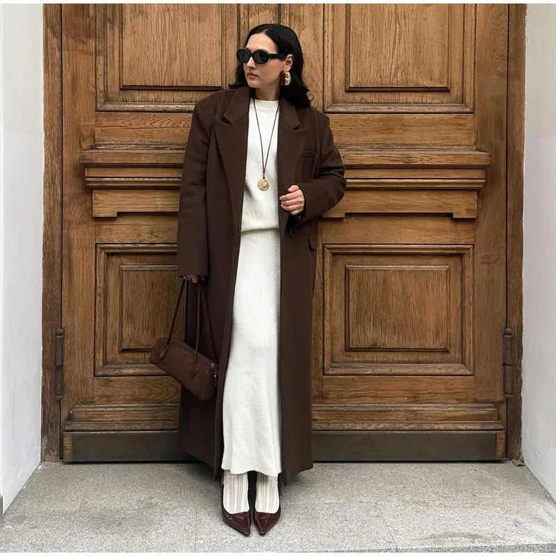 008 - Lange Wildlederjacke Damen – Modern & Elegant