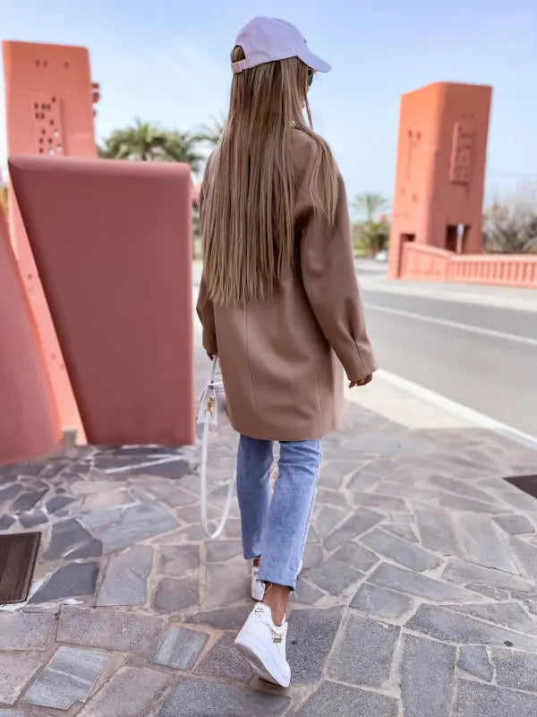 098 - Damen Zweireiher Mantel Lang Elegant