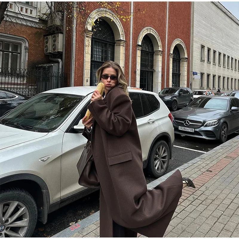 008 - Lange Wildlederjacke Damen – Modern & Elegant