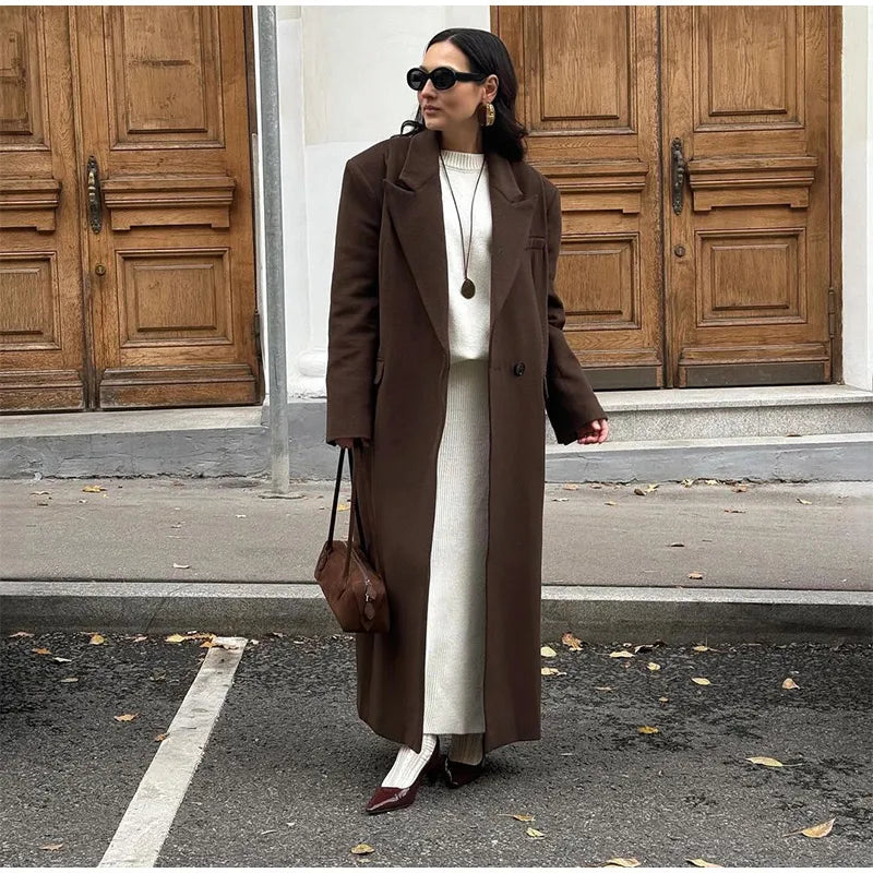 008 - Lange Wildlederjacke Damen – Modern & Elegant