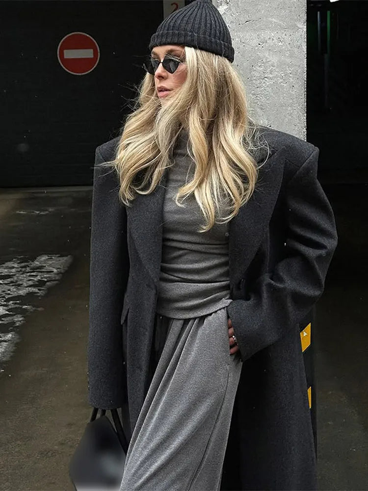 008 - Lange Wildlederjacke Damen – Modern & Elegant