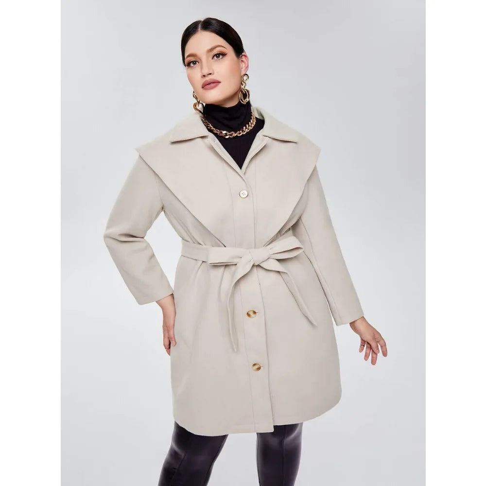 096 - Damenmantel Lang mit großem Kragen