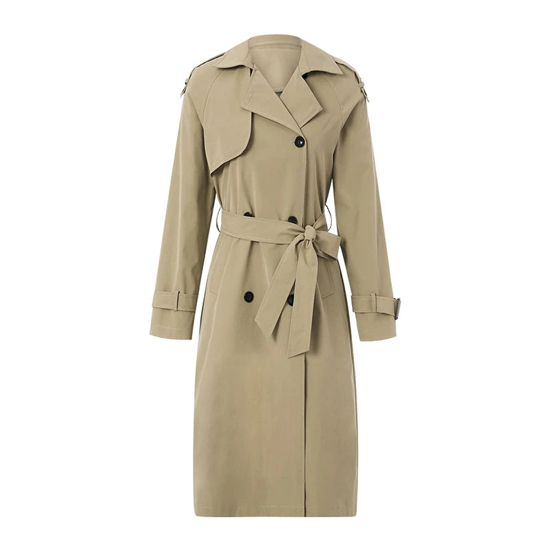 003 - Langer Damen-Trenchcoat – Elegant & Mit Gürtel