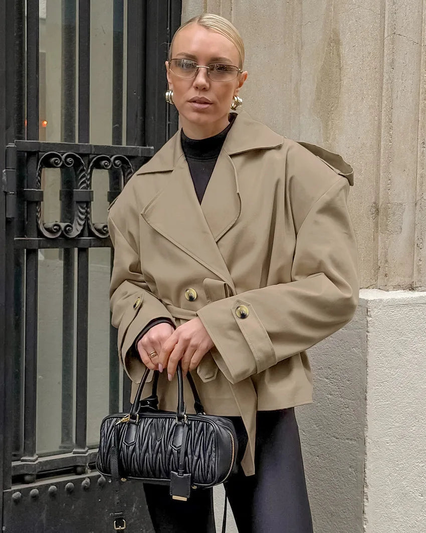 016 -  Bindegürtel Trenchcoat Damen – Elegant & Modern