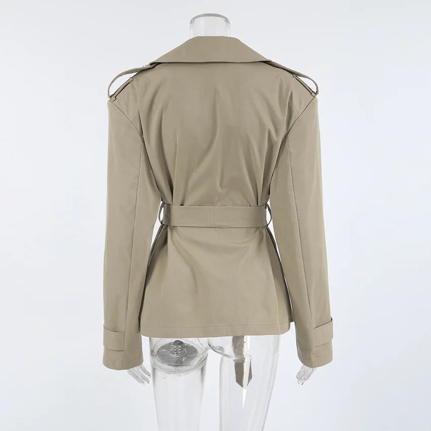 016 -  Bindegürtel Trenchcoat Damen – Elegant & Modern