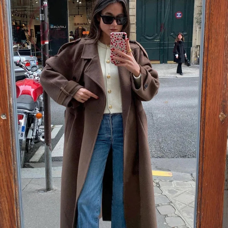 103 - Damen Zweireiher Mantel mit Revers