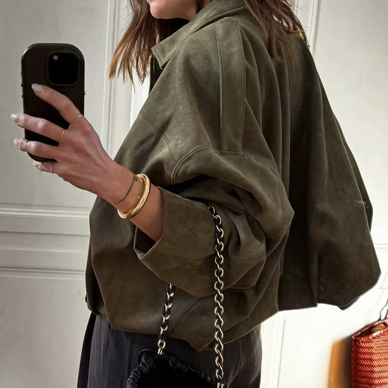 121 - Suede Bomberjacke Damen