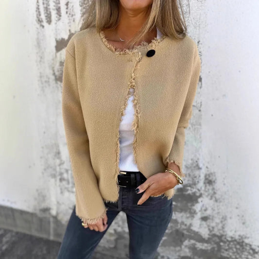 148 - Tweedjacke Damen Oversize Rundhals