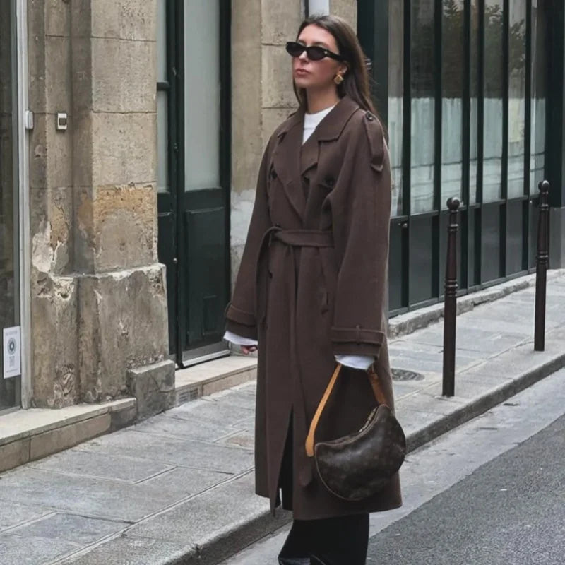 103 - Damen Zweireiher Mantel mit Revers