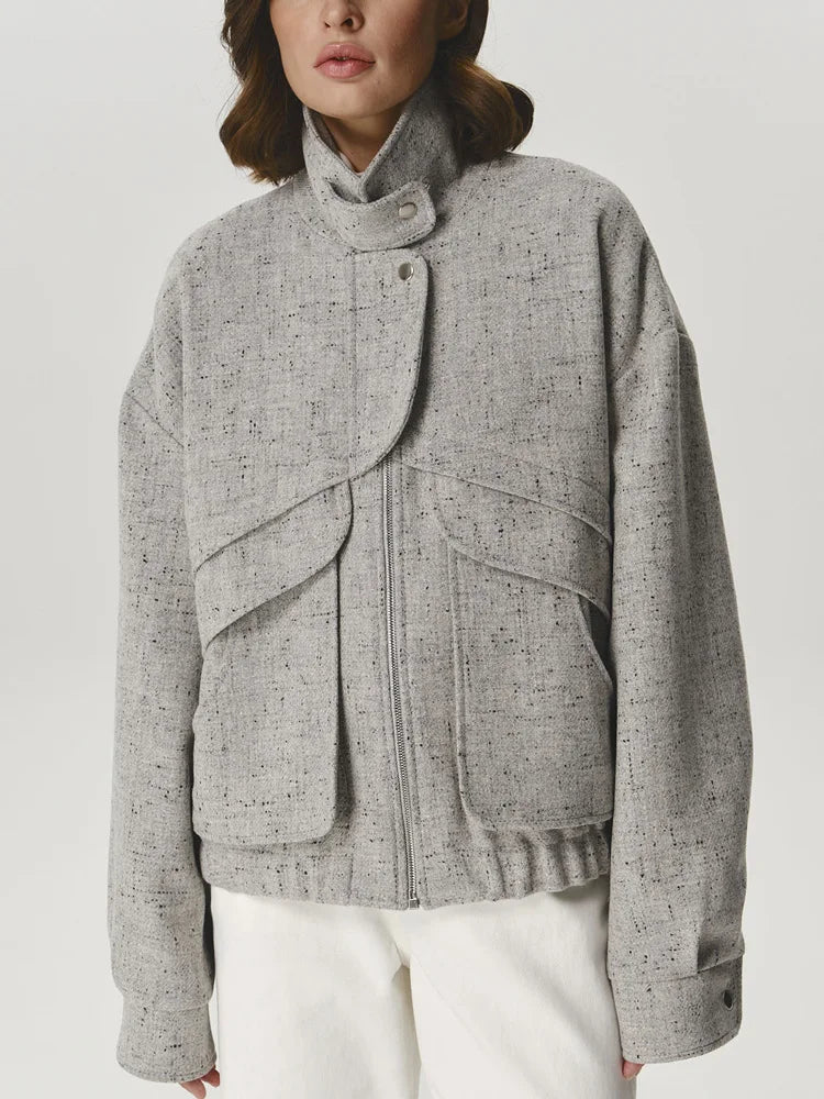 062 - Patchwork-Zip-Jacke Damen – Urban & Modern