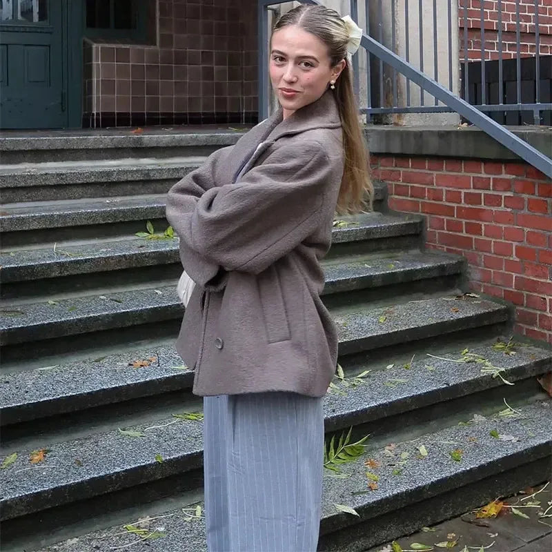 099 - Kurzer Wollblazer Damen Zweireihig