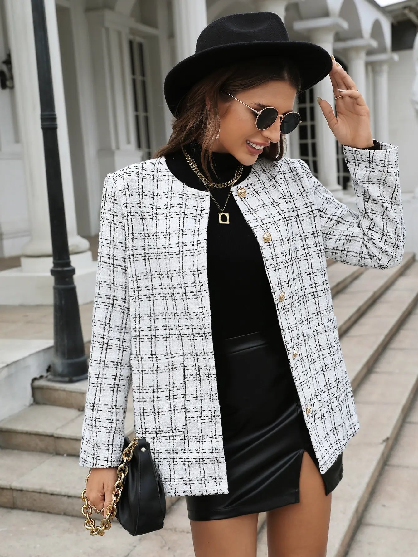 036 - Karo-Mantel Damen – Leicht & Elegant