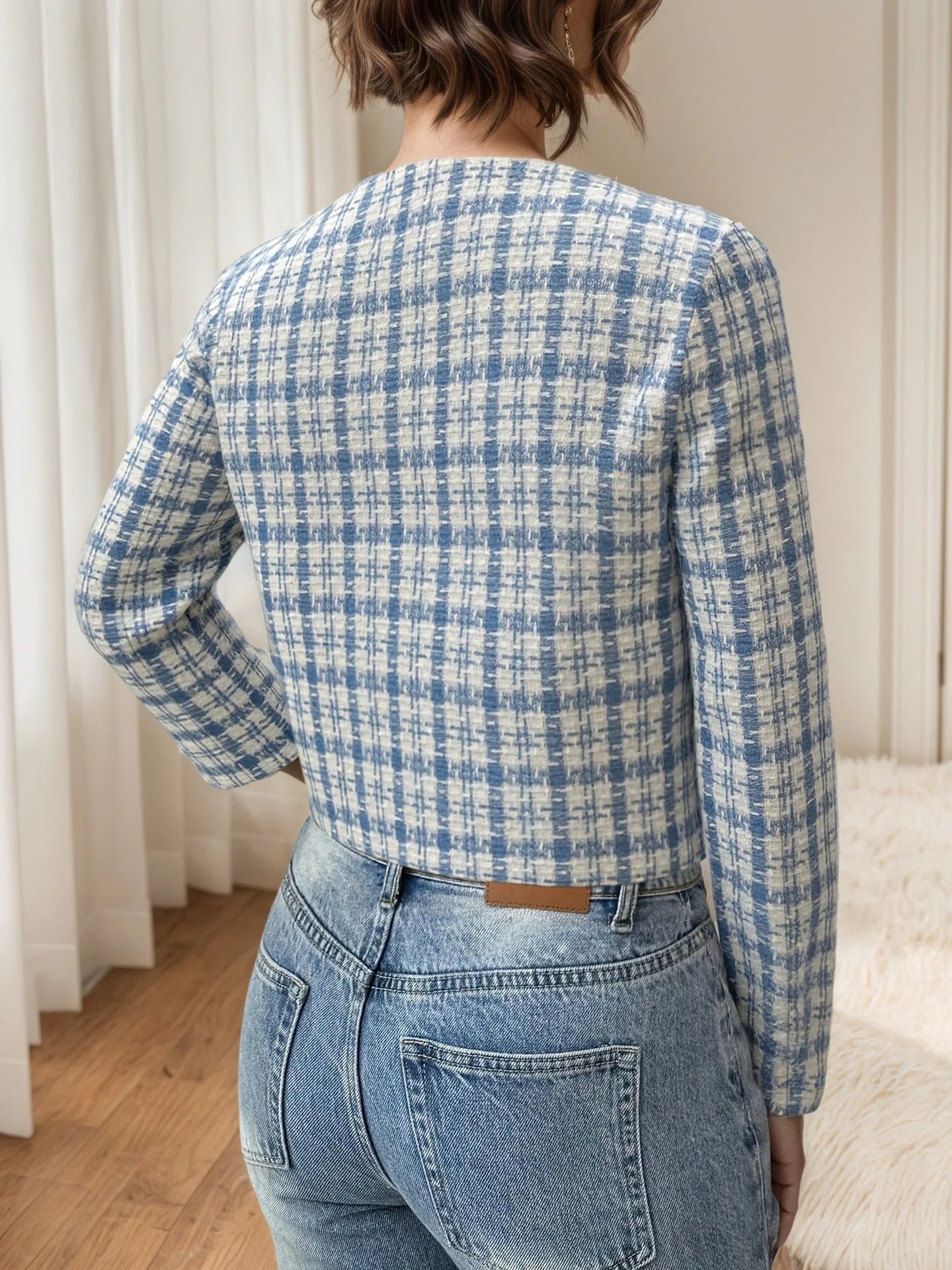 085 - Tweedjacke mit Hahnentritt-Print