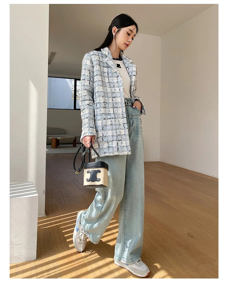 021 - Tweedmantel Damen – Kariert & Elegant