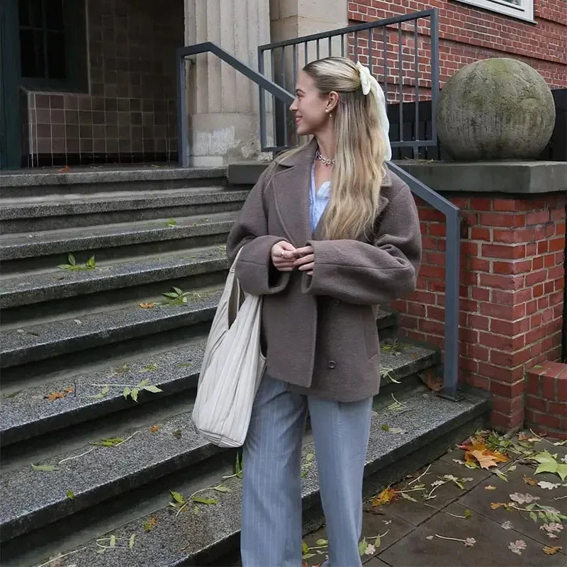 099 - Kurzer Wollblazer Damen Zweireihig