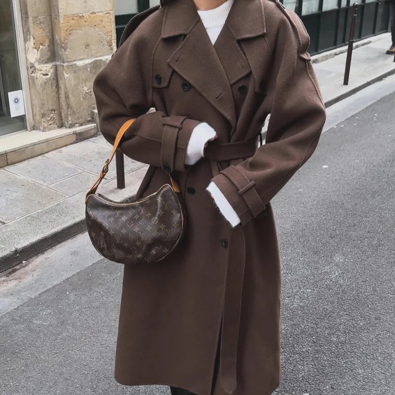 103 - Damen Zweireiher Mantel mit Revers