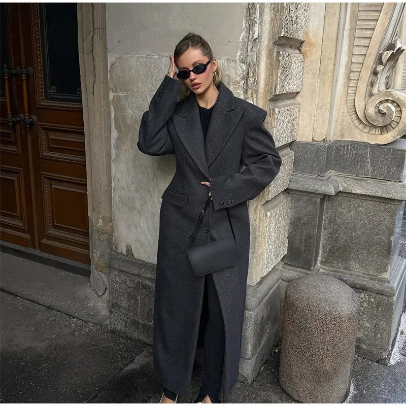 008 - Lange Wildlederjacke Damen – Modern & Elegant