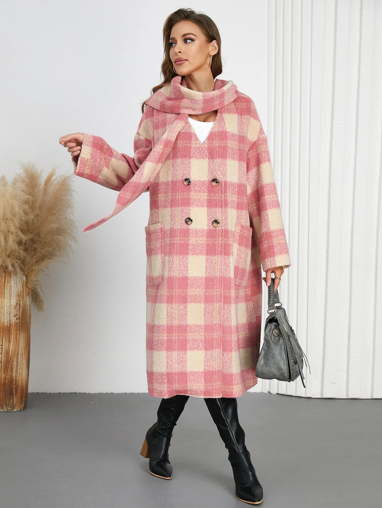 038 - Karomantel Damen – Mid-Länge & Elegant