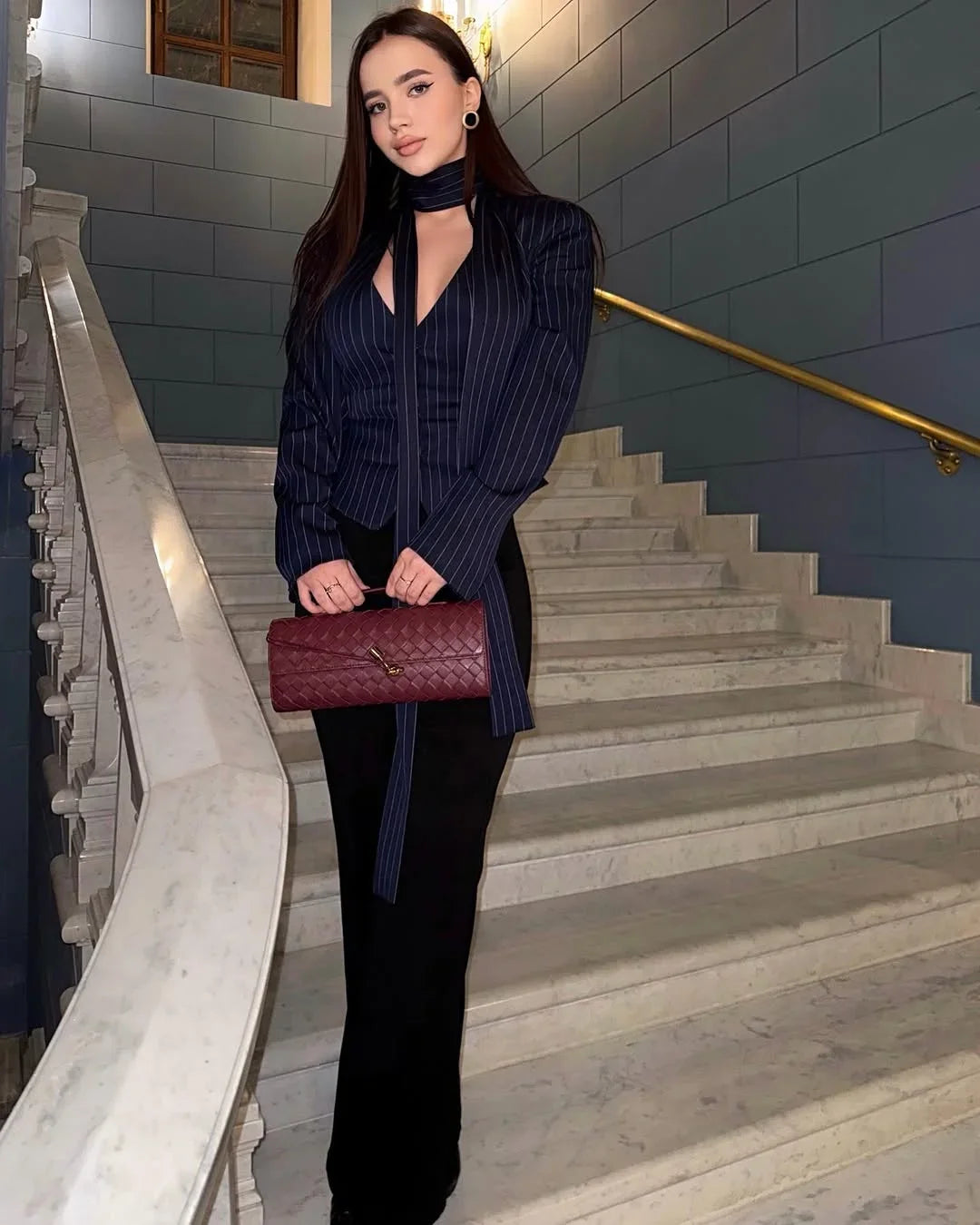 019 - Gestreifter Blazer Damen – Modern & Elegant