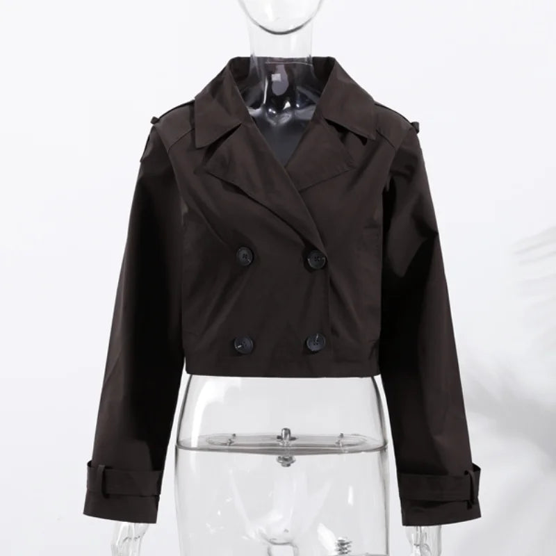 072 - Kurzer Damen-Trenchcoat – Zweireihig & Modern