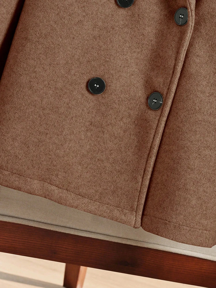 081 - Damen Wollmantel mit großem Kragen – Zweireihig & Elegant