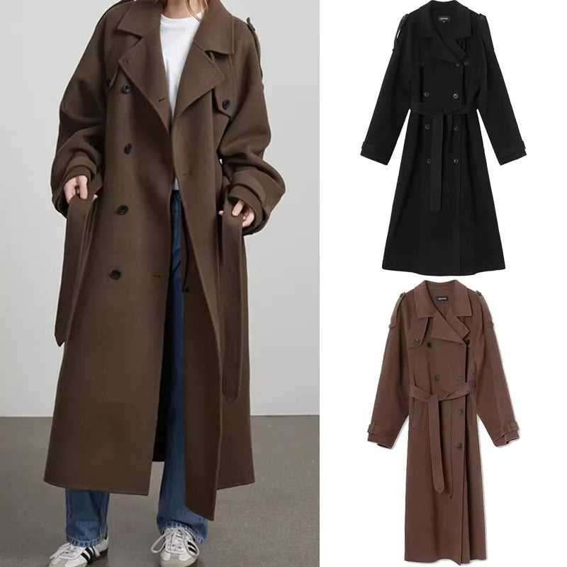 103 - Damen Zweireiher Mantel mit Revers