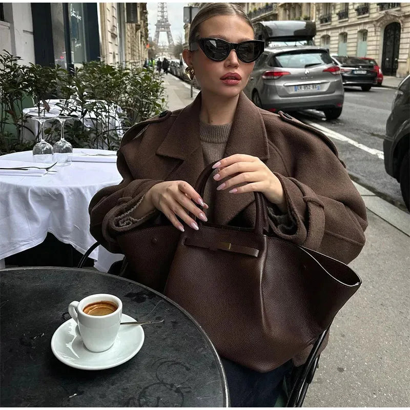 001 - Damen Woll-Trenchcoat – Lang, Warm & Elegant