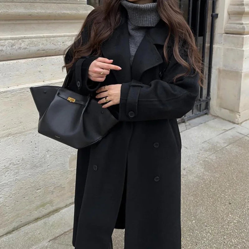 103 - Damen Zweireiher Mantel mit Revers