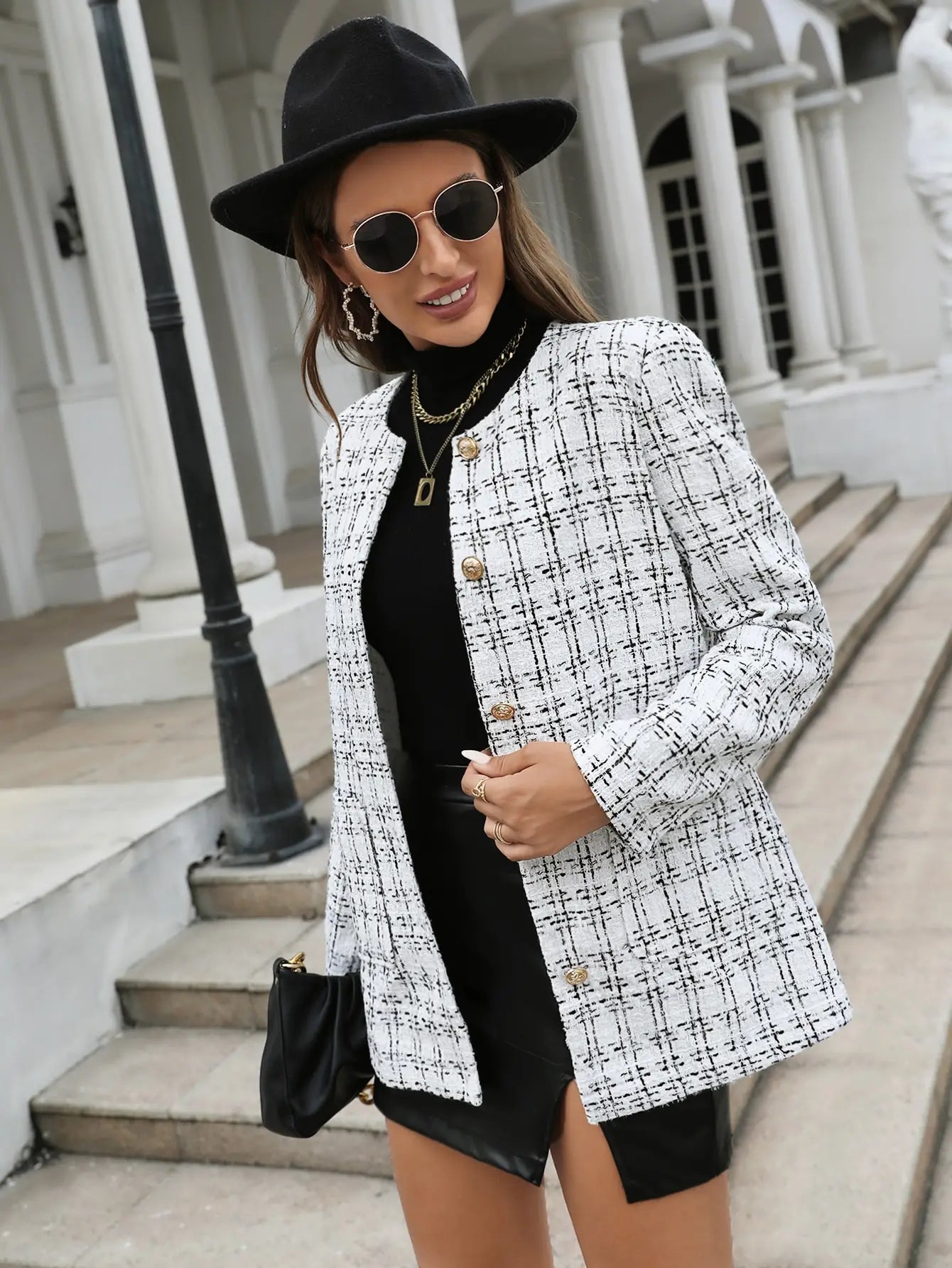 036 - Karo-Mantel Damen – Leicht & Elegant