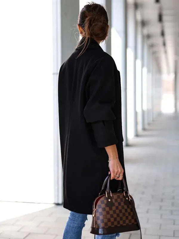 098 - Damen Zweireiher Mantel Lang Elegant