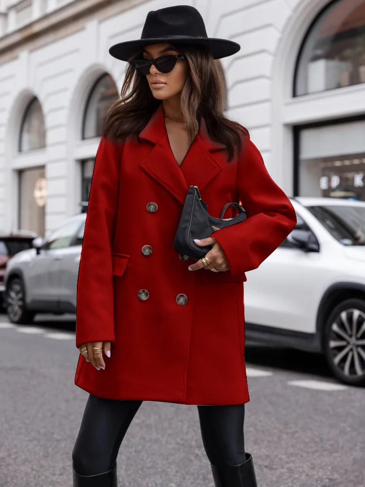 143 - Tweed Mantel Damen Zweireihig Winter