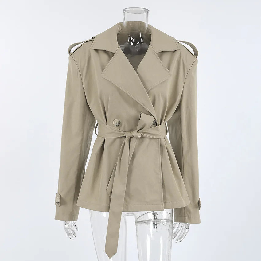 016 -  Bindegürtel Trenchcoat Damen – Elegant & Modern