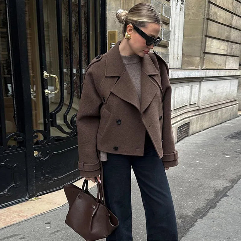 001 - Damen Woll-Trenchcoat – Lang, Warm & Elegant