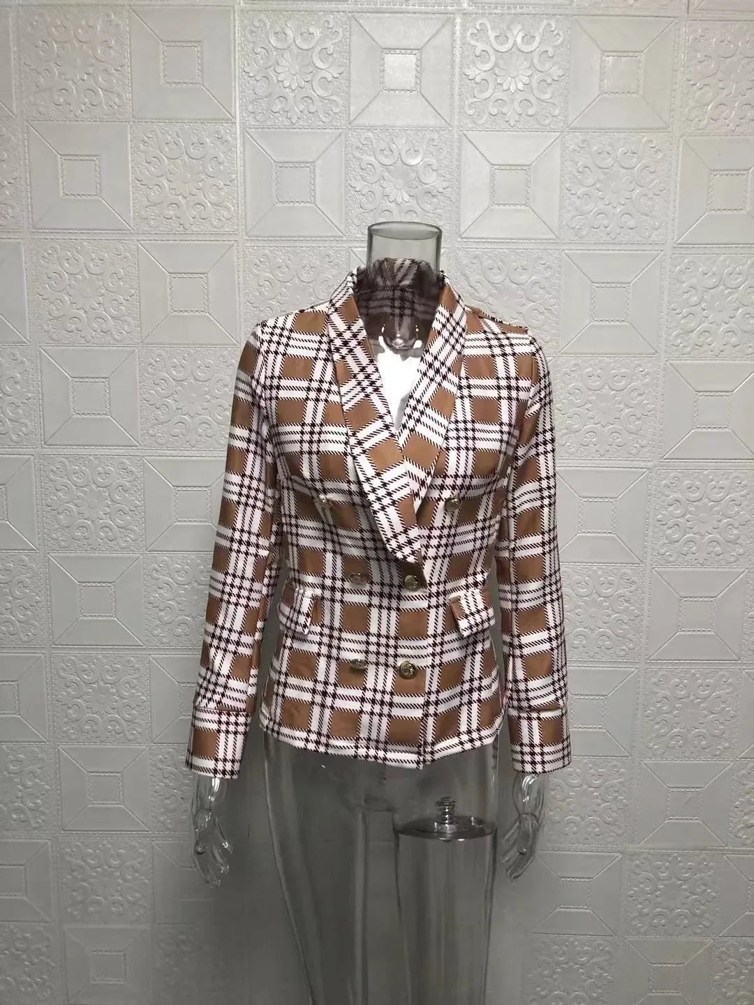 035 - Karo-Blazer Damen – Elegant & Slim Fit